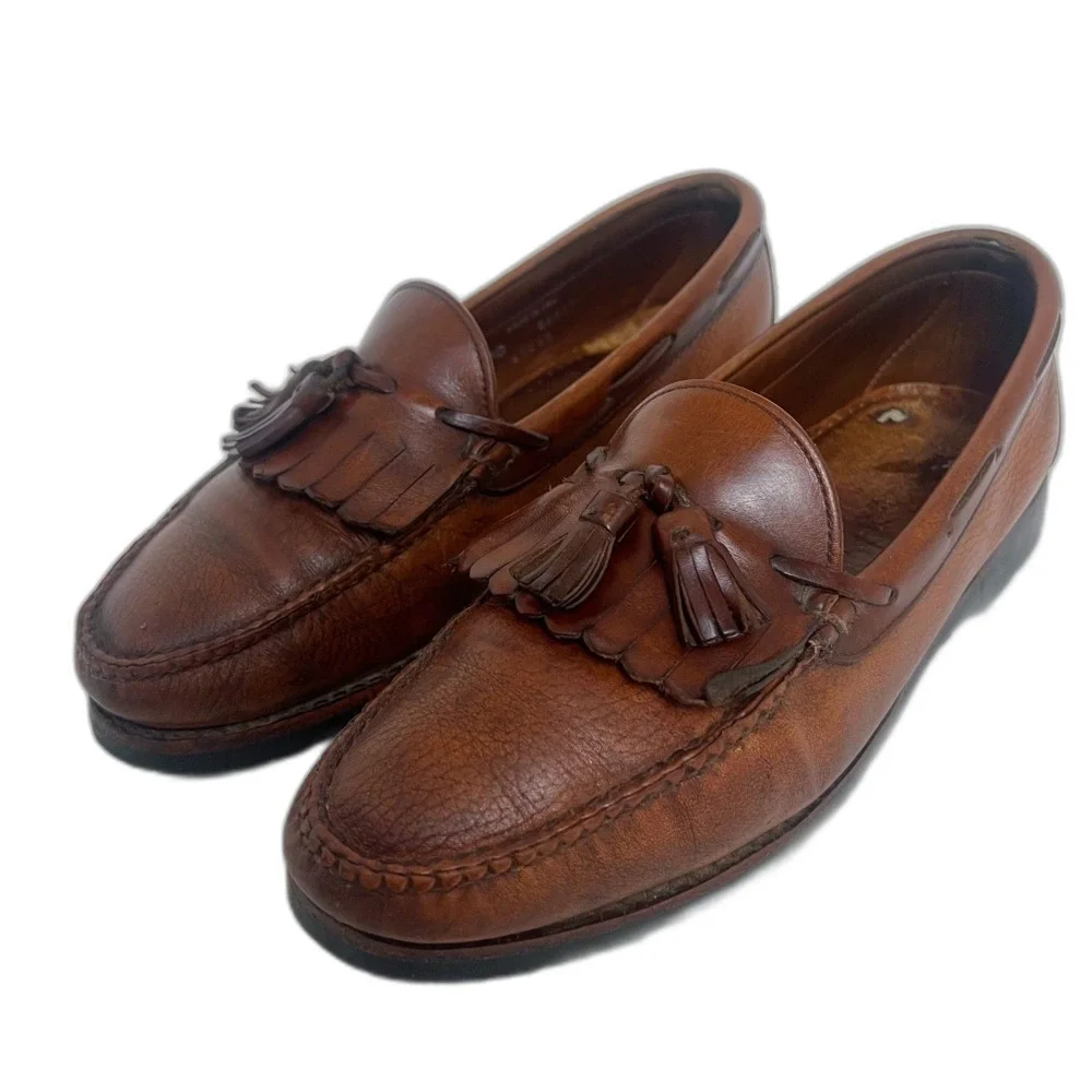 Allen Edmonds Nashua Kiltie Men's Brown Leather Loafer Tassels Size 9.5 D